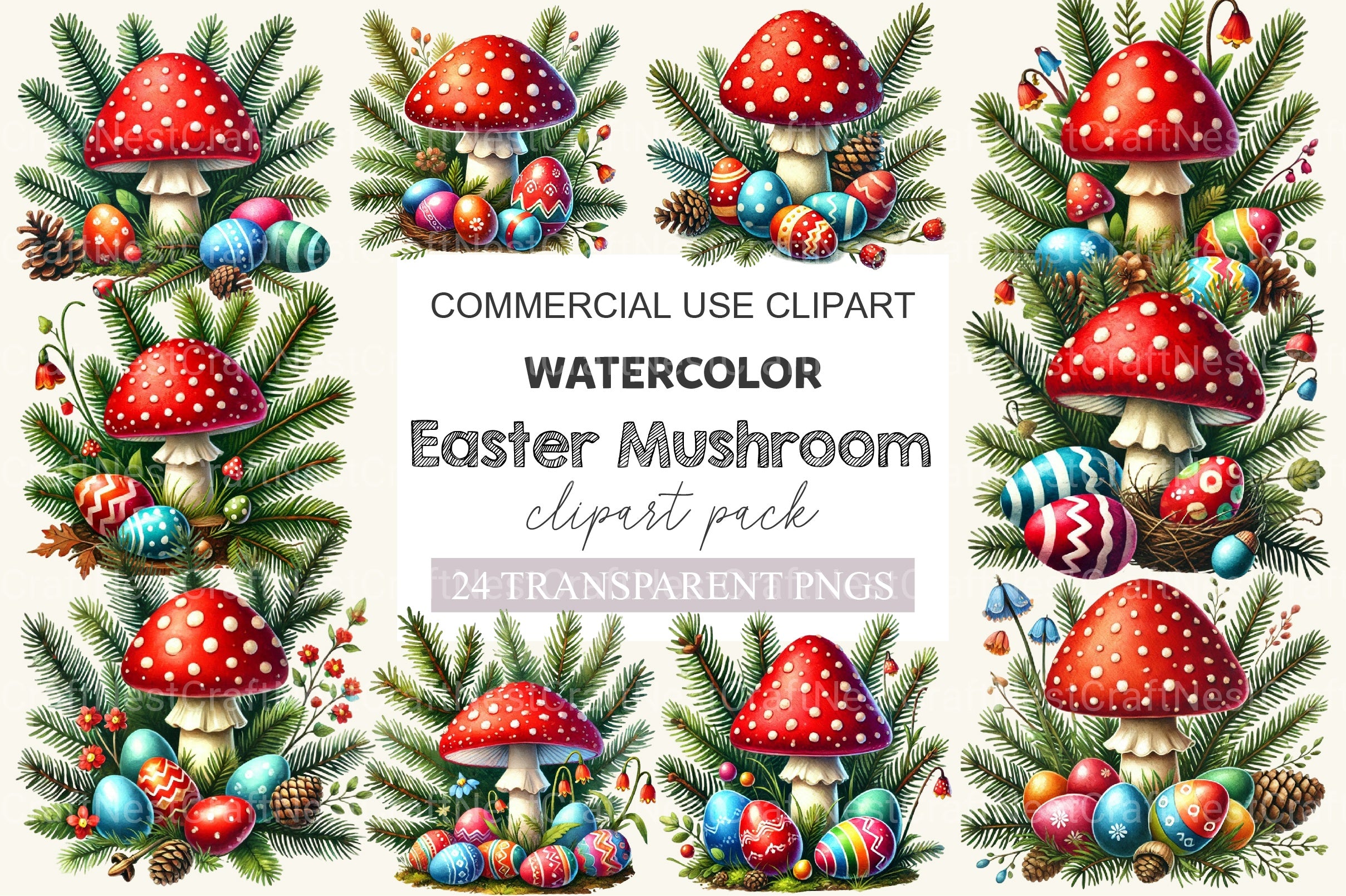 Easter Mushroom Clipart Bundle - CraftNest - Digital Crafting and Art