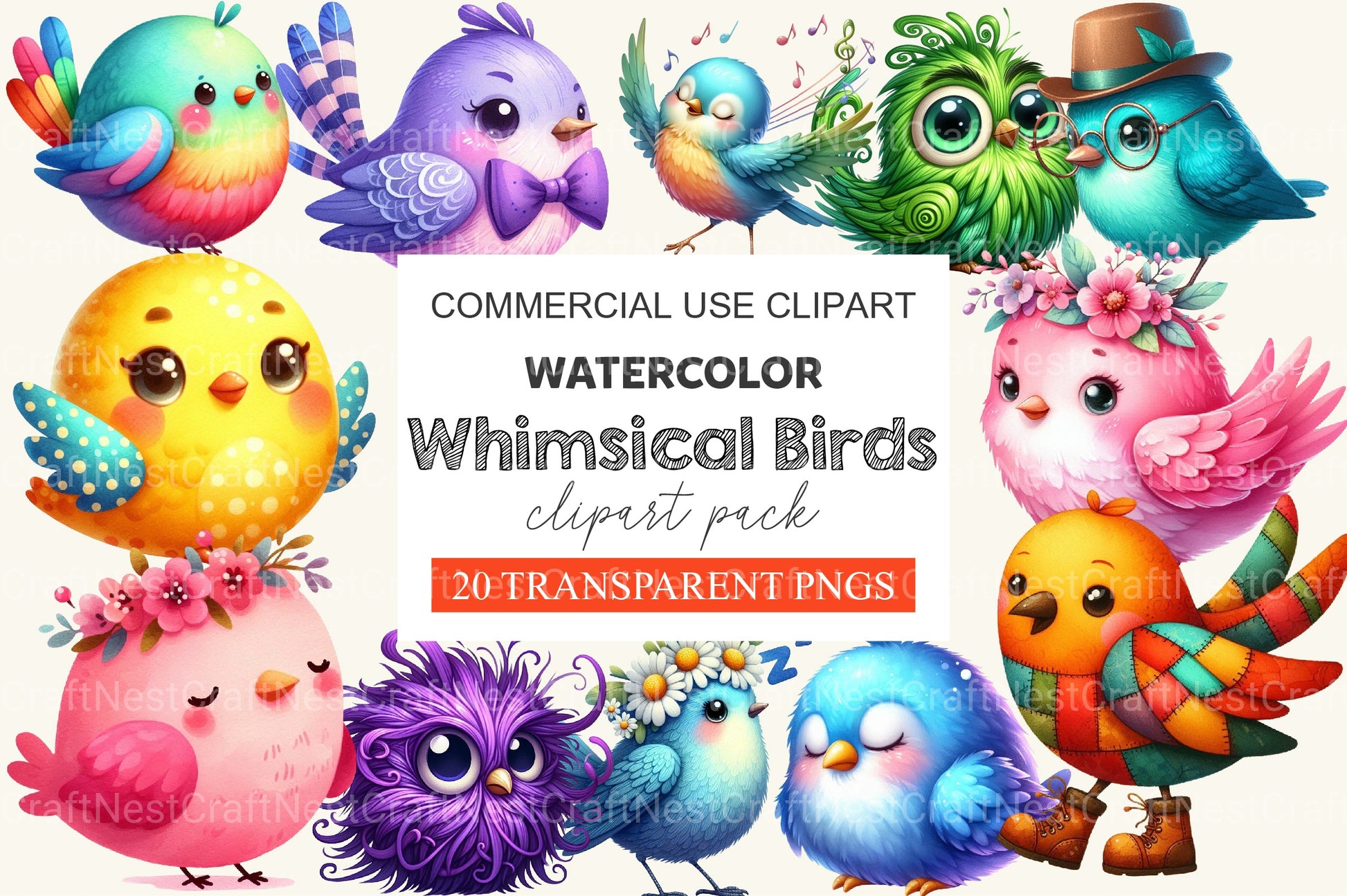 Whimsical Birds Clipart Bundle 2 - CraftNest - Digital Crafting and Art