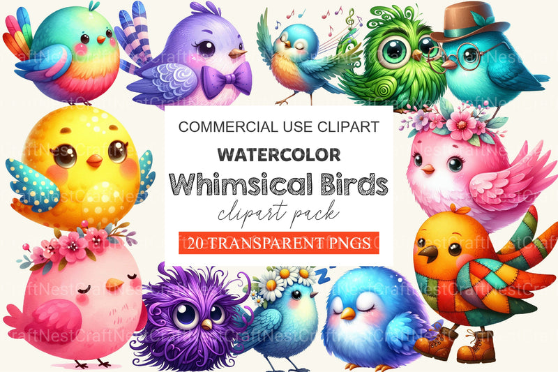 Whimsical Birds Clipart Bundle 2 - CraftNest - Digital Crafting and Art