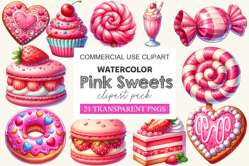 Pink Sweets Clipart Bundle - CraftNest - Digital Crafting and Art