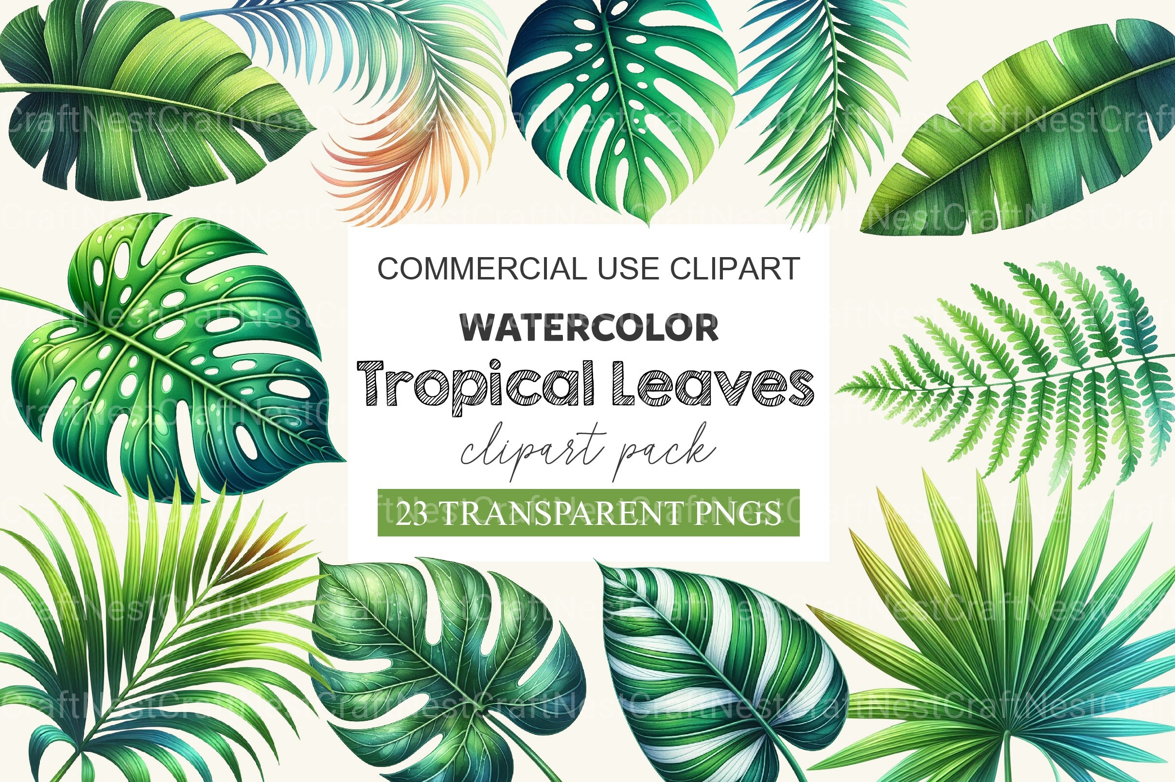 Tropical Leaves Clipart Bundle - CraftNest - Digital Crafting and Art