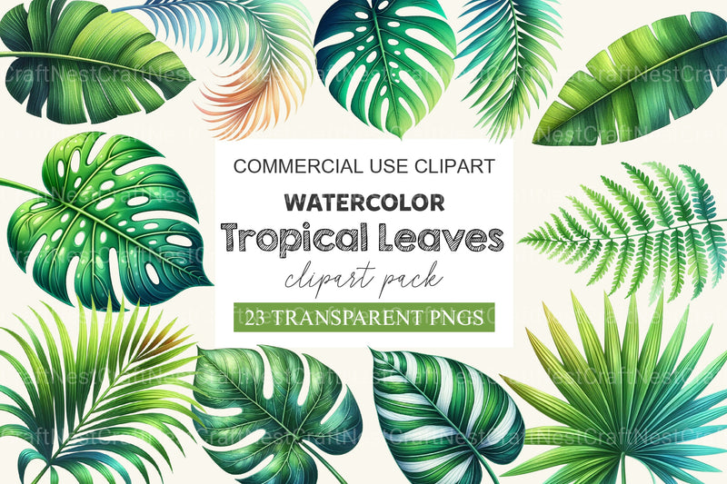 Tropical Leaves Clipart Bundle - CraftNest - Digital Crafting and Art