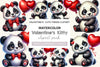 Valentine's Cute Panda Clipart Bundle