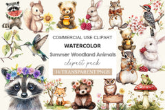 Summer Woodland Animals Clipart Bundle - CraftNest - Digital Crafting and Art