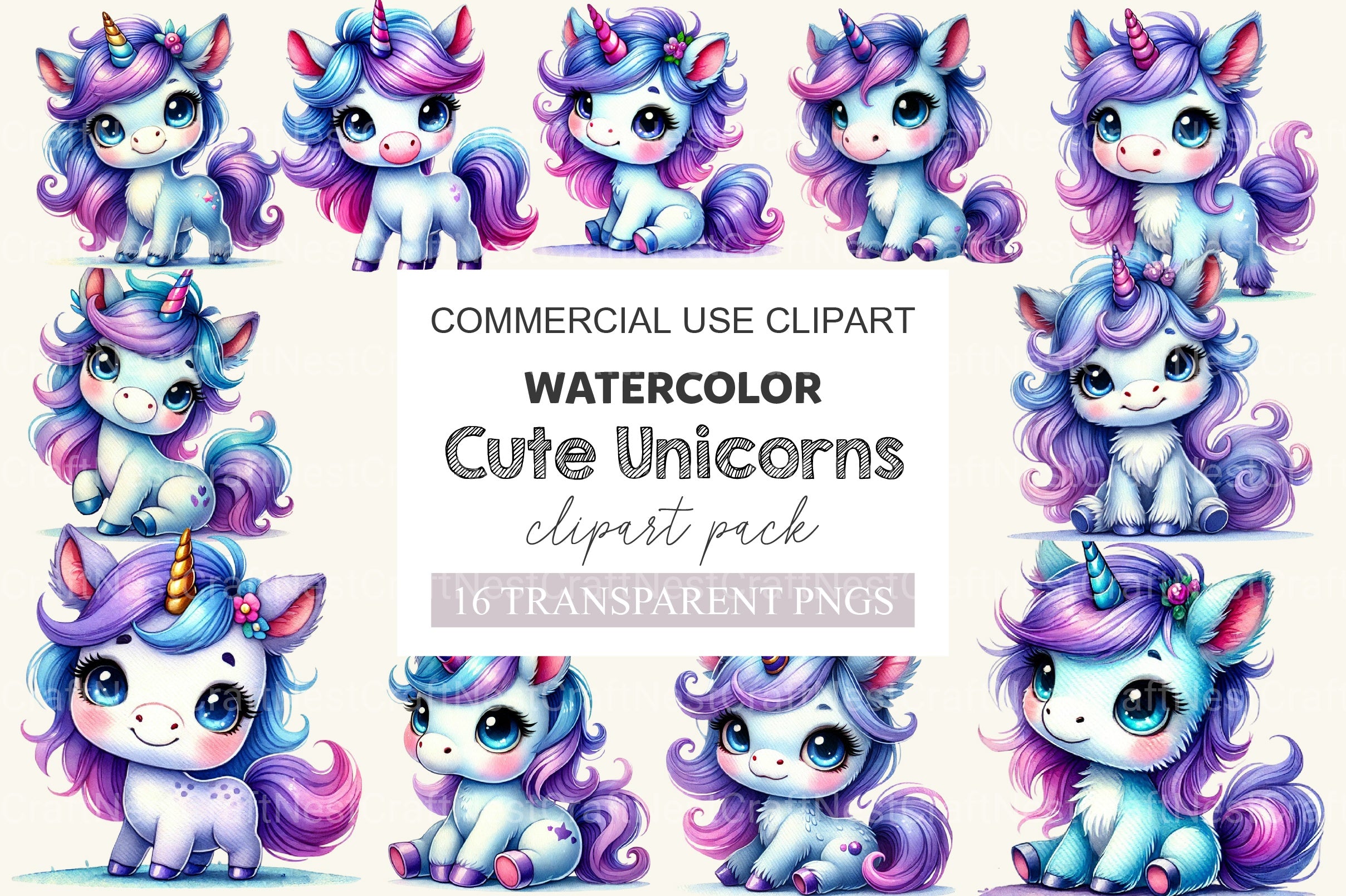 Unicorn Cute Unicorns Clipart Bundle 2 - CraftNest - Digital Crafting and Art