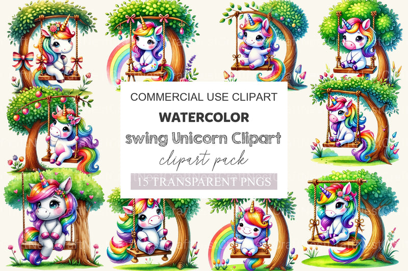 Swing Unicorn Clipart Bundle - CraftNest - Digital Crafting and Art