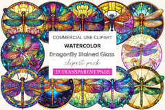 Dragonfly Stained Glass Clipart Bundle - CraftNest - Digital Crafting and Art