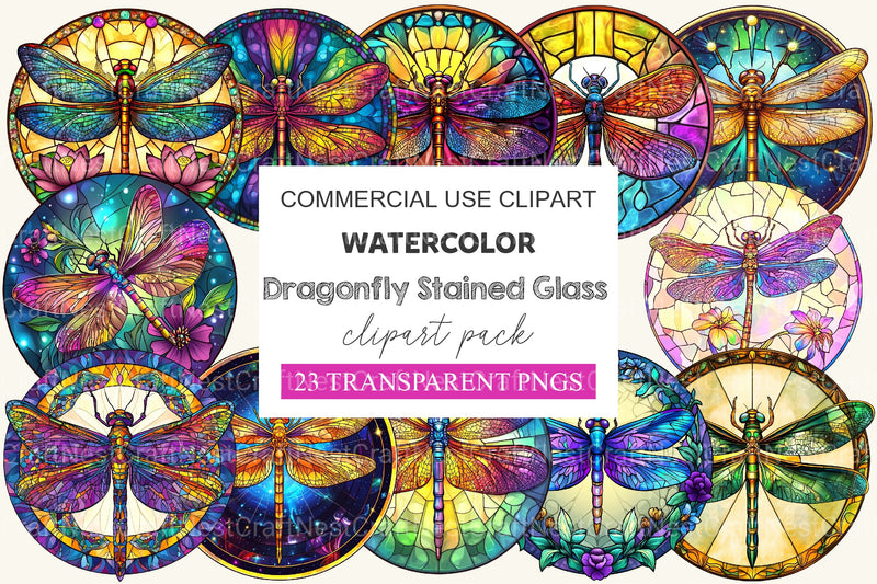 Dragonfly Stained Glass Clipart Bundle - CraftNest - Digital Crafting and Art