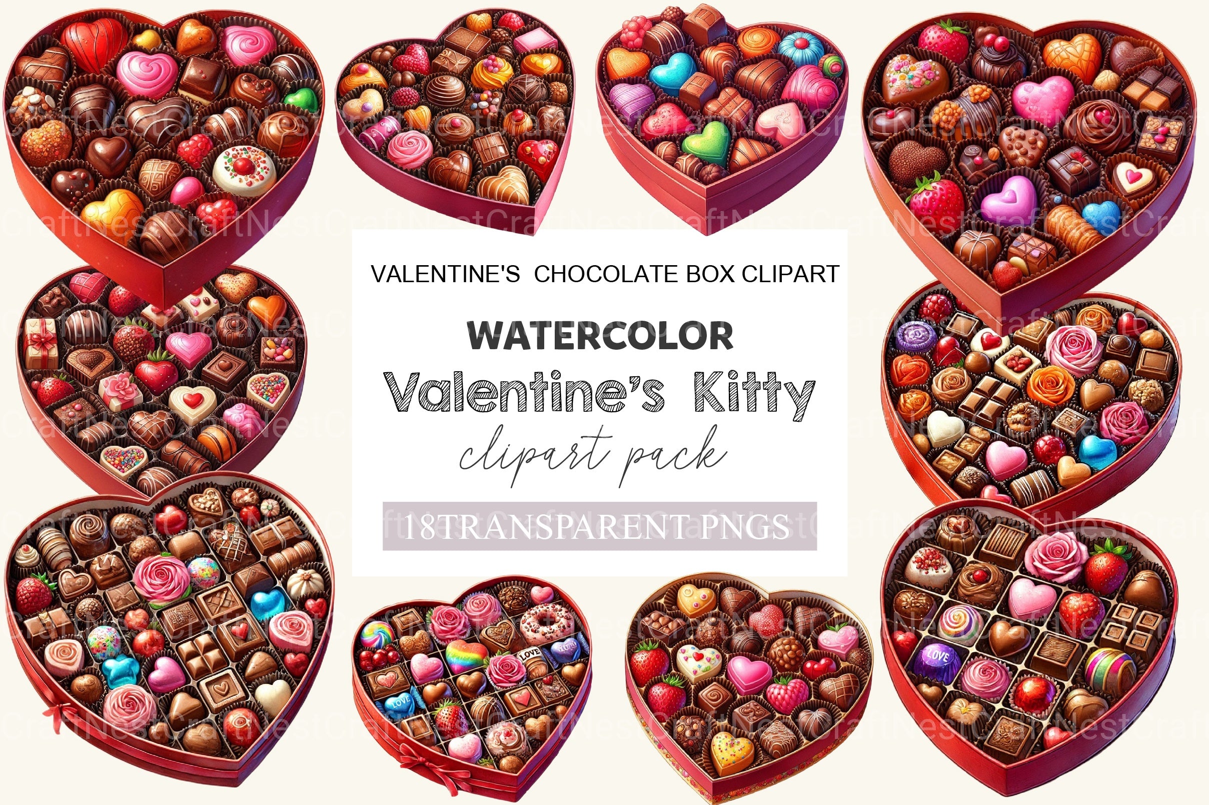 Valentine's Chocolate Box Clipart Bundle - CraftNest - Digital Crafting and Art