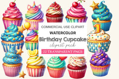 Birthday Cupcake Clipart Bundle - CraftNest - Digital Crafting and Art