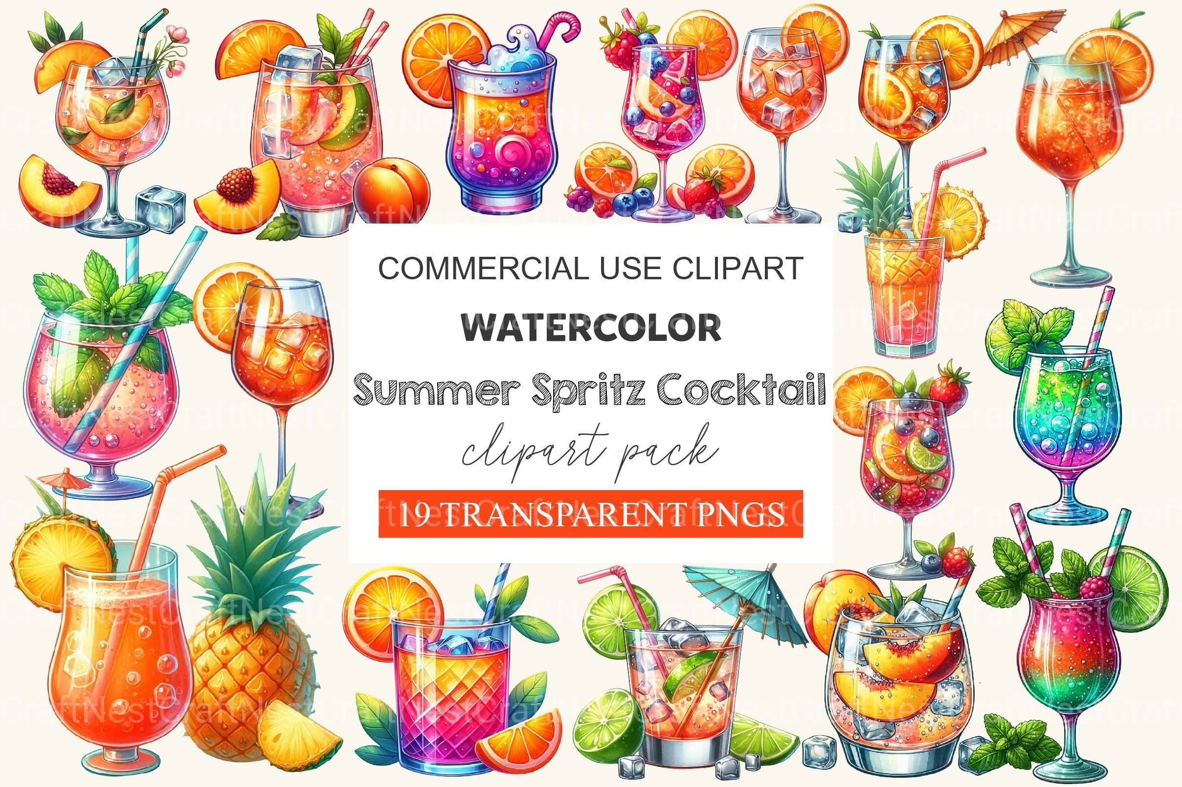 Summer Spritz Cocktail Clipart Bundle - CraftNest - Digital Crafting and Art