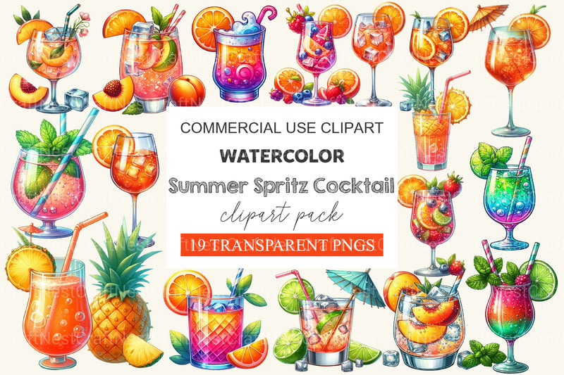 Summer Spritz Cocktail Clipart Bundle - CraftNest - Digital Crafting and Art