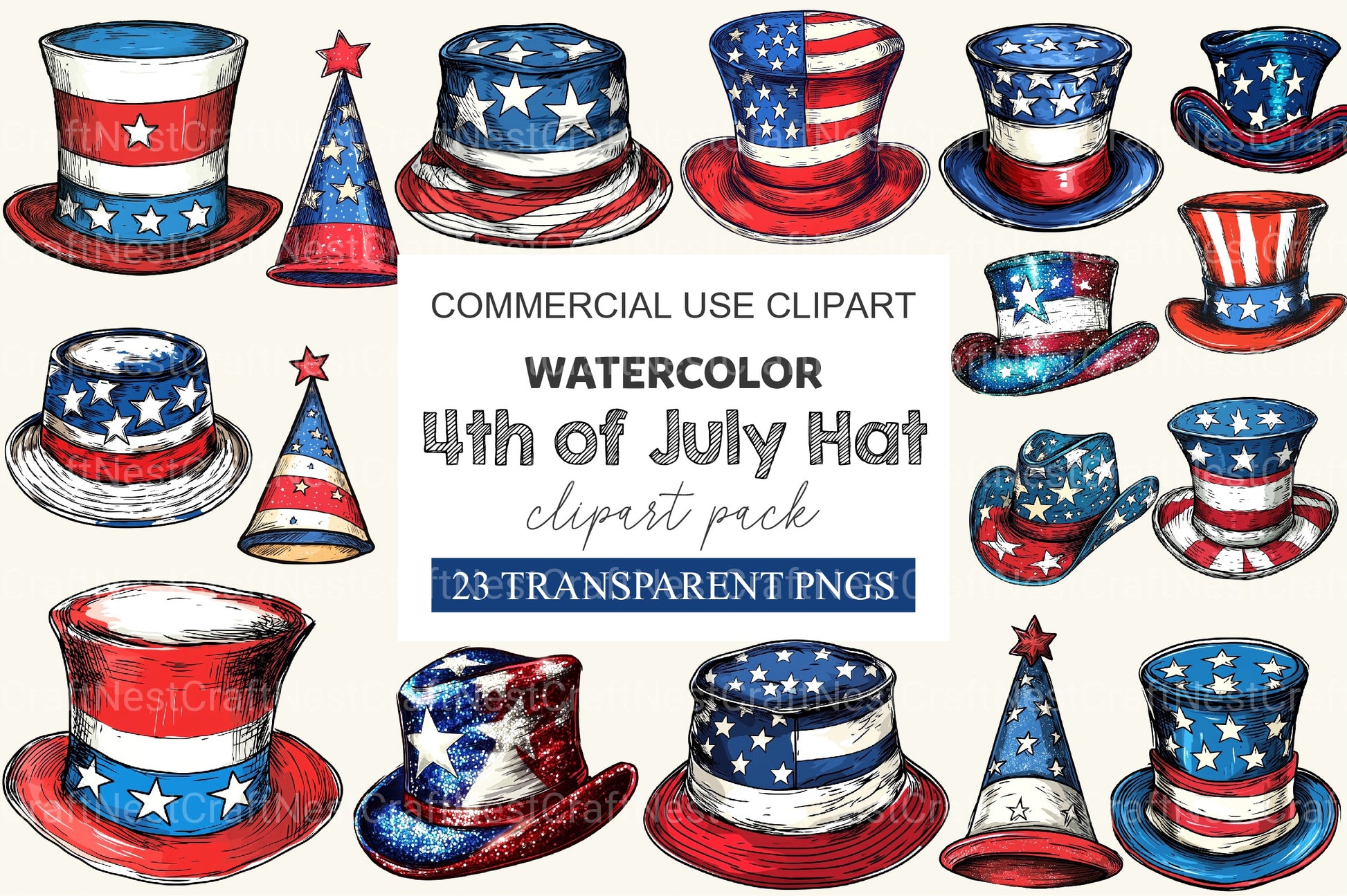 4th Of July Hat Clipart Bundle - CraftNest - Digital Crafting and Art