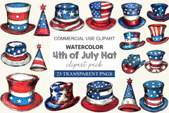 4th Of July Hat Clipart Bundle - CraftNest - Digital Crafting and Art