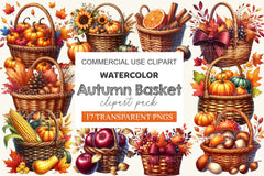 Autumn Basket Clipart Bundle - CraftNest - Digital Crafting and Art