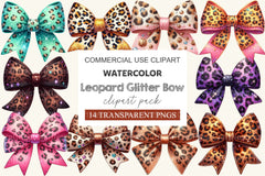 Leopard Glitter Bow Clipart Bundle 2 - CraftNest - Digital Crafting and Art