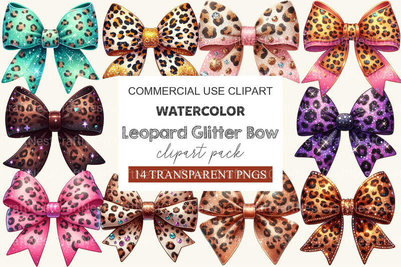 Leopard Glitter Bow Clipart Bundle 2 - CraftNest - Digital Crafting and Art