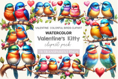 Valentine Colorful Birds Clipart Bundle - CraftNest - Digital Crafting and Art