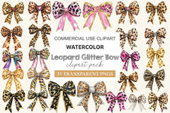 Leopard Glitter Bow Clipart Bundle 1 - CraftNest - Digital Crafting and Art