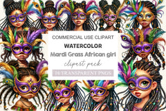 Mardi Gras African Girl Clipart Bundle - CraftNest - Digital Crafting and Art