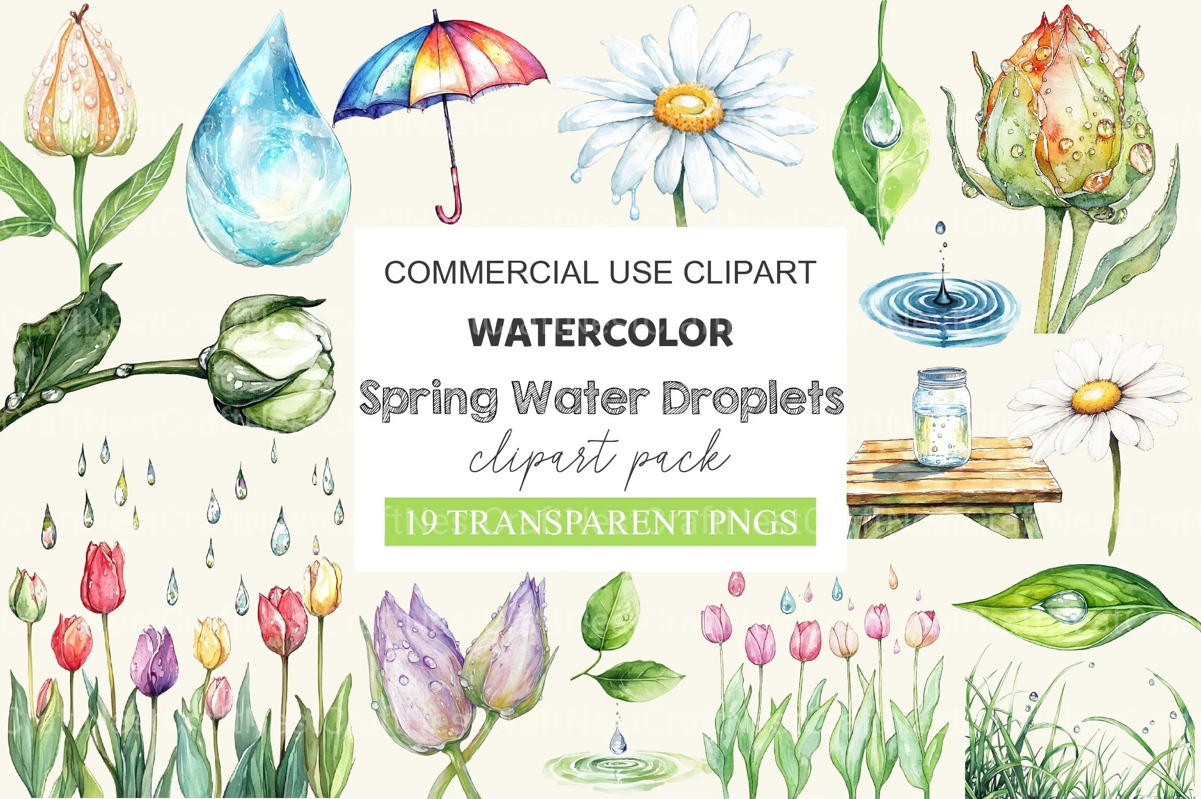 Spring Water Droplets Clipart Bundle 2 - CraftNest - Digital Crafting and Art
