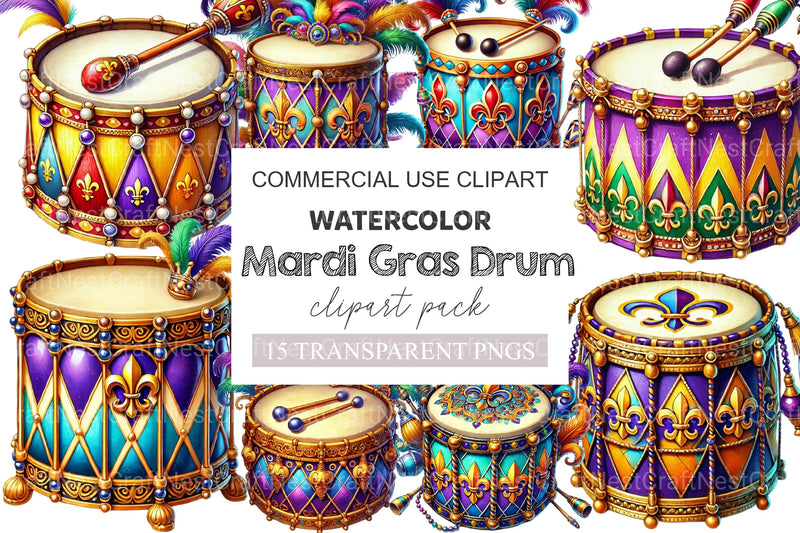 Mardi Gras Drum Clipart Bundle 2 - CraftNest - Digital Crafting and Art