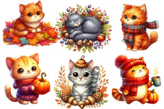 Autumn Cat Clipart Bundle 2 - CraftNest - Digital Crafting and Art