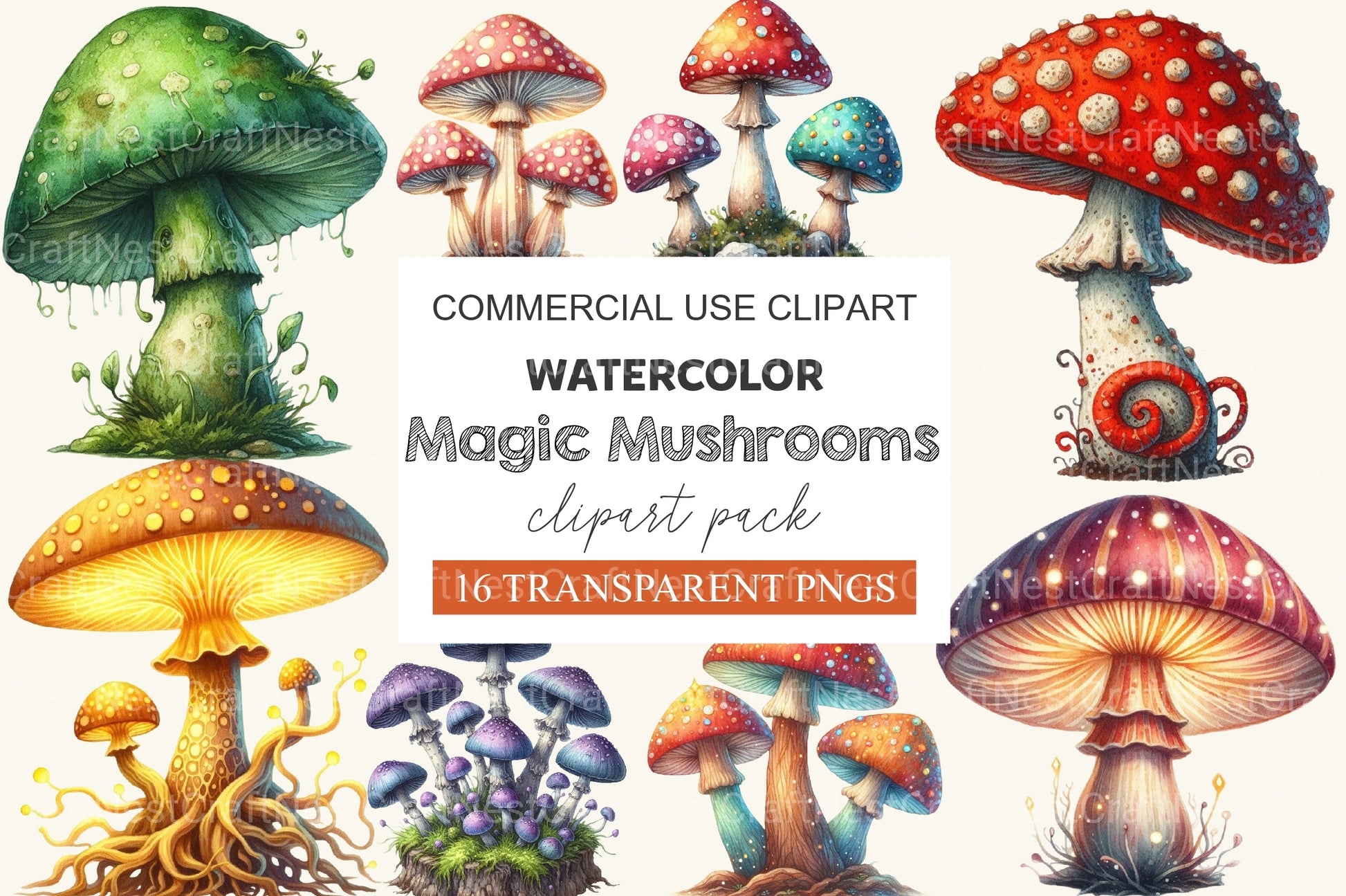 Vintage Magic Mushrooms Clipart Bundle - CraftNest - Digital Crafting and Art
