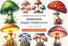 Vintage Magic Mushrooms Clipart Bundle