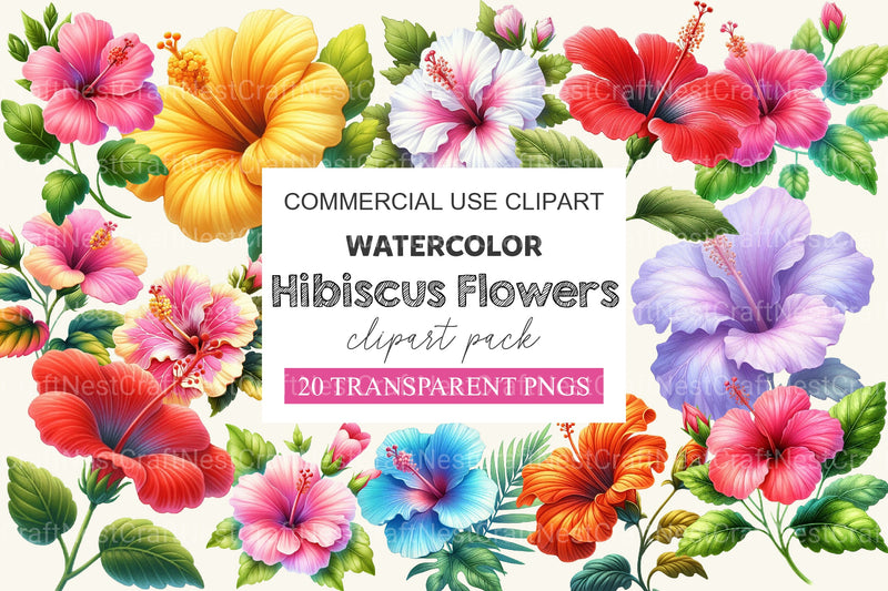 Hibiscus Flowers Clipart Bundle 2 - CraftNest - Digital Crafting and Art