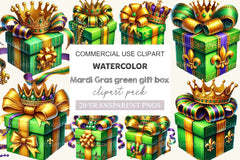 Mardi Gras Green Gift Box Clipart Bundle - CraftNest - Digital Crafting and Art