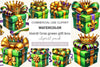 Mardi Gras Green Gift Box Clipart Bundle