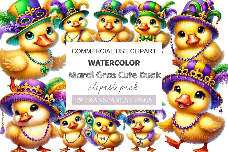 Mardi Gras Cute Duck Clipart Bundle - CraftNest - Digital Crafting and Art