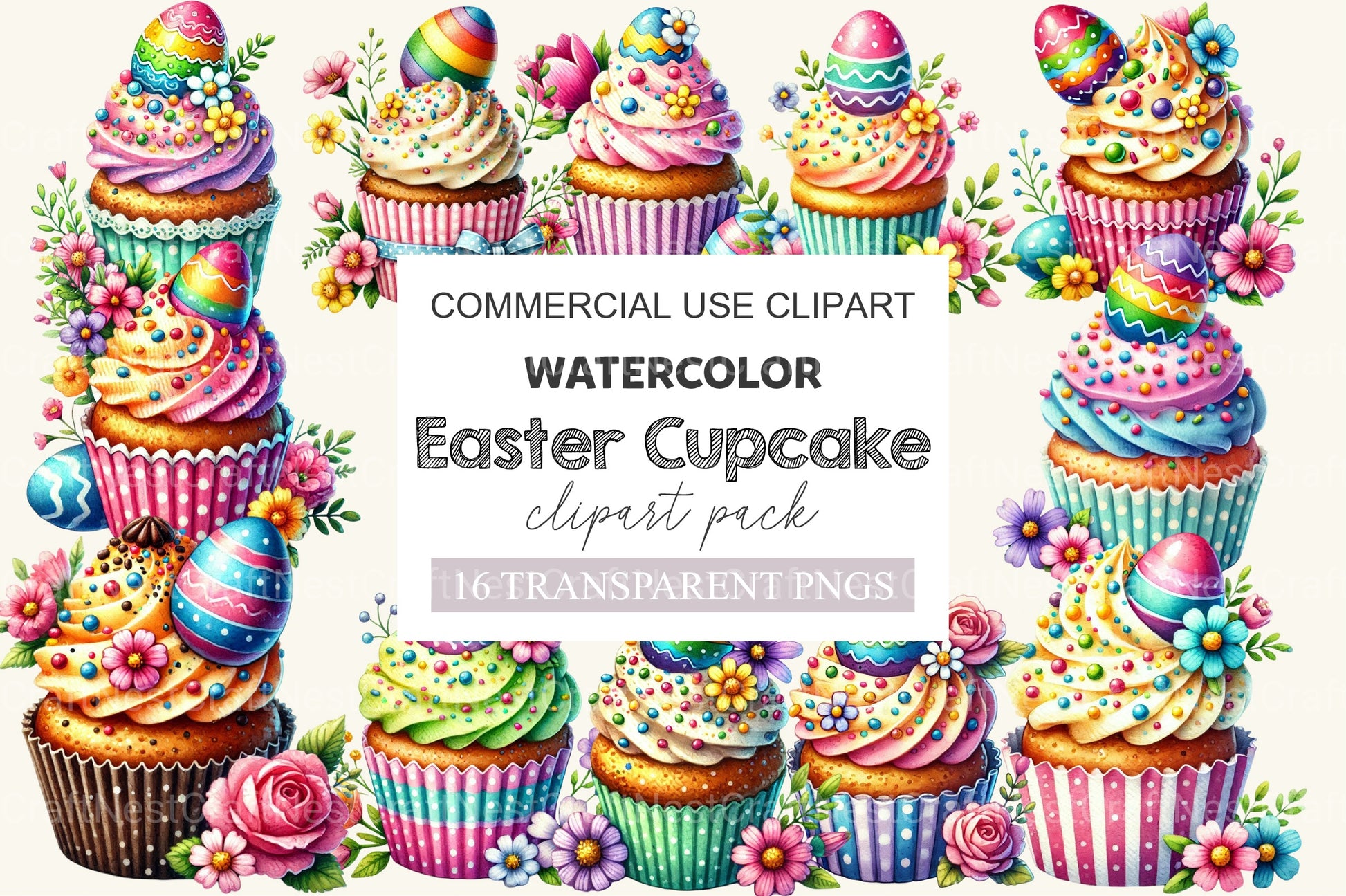 Easter Cupcake Clipart Bundle 2 - CraftNest - Digital Crafting and Art
