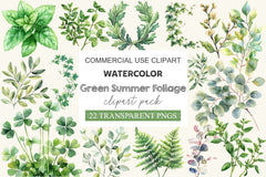 Green Summer Foliage Clipart Bundle - CraftNest - Digital Crafting and Art