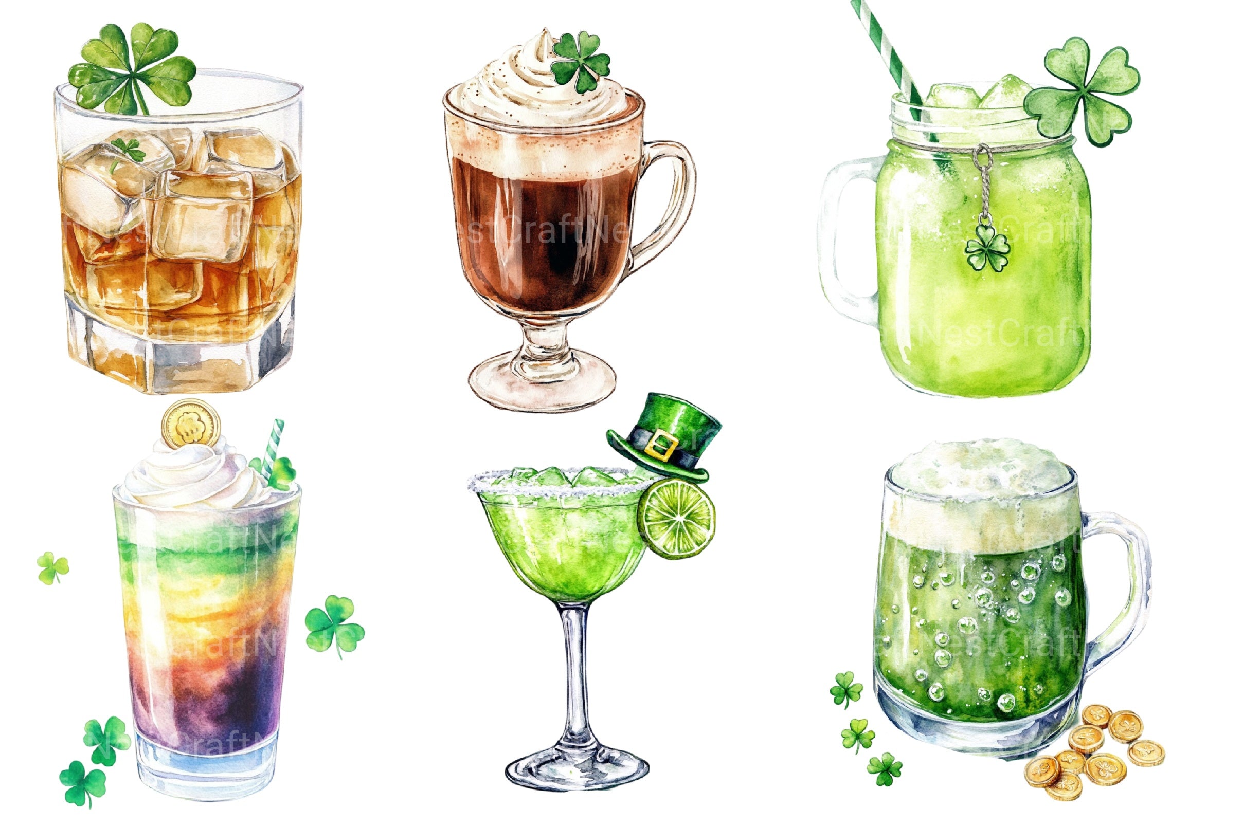 St Patrick's Day Drinks Clipart Bundle 3 - CraftNest - Digital Crafting and Art