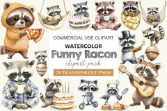 Funny Raccoon Clipart Bundle 2 - CraftNest - Digital Crafting and Art