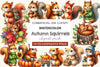Autumn Squirrels Clipart Bundle