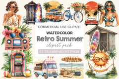 Retro Summer Clipart Bundle 2 - CraftNest - Digital Crafting and Art
