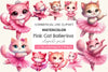 Pink Cat Ballerina Clipart Bundle