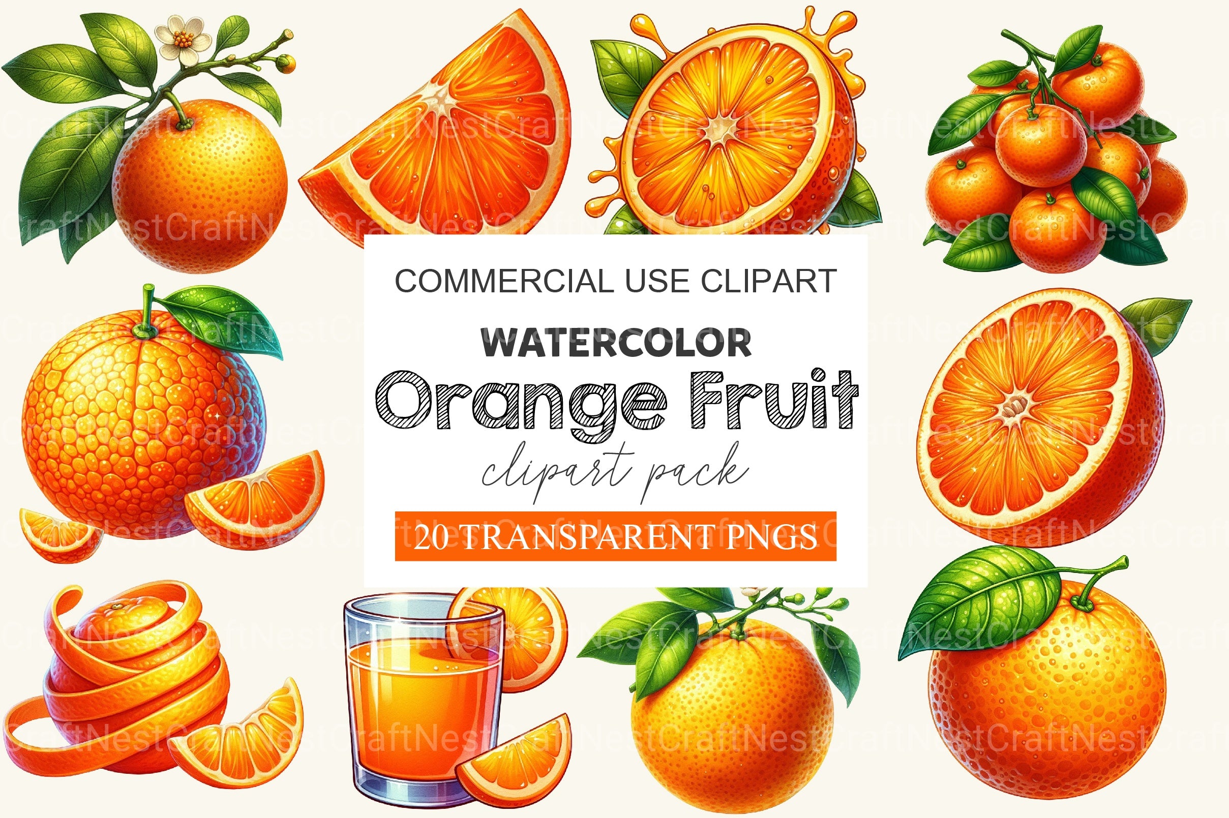 Orange Fruit Clipart Bundle - CraftNest - Digital Crafting and Art