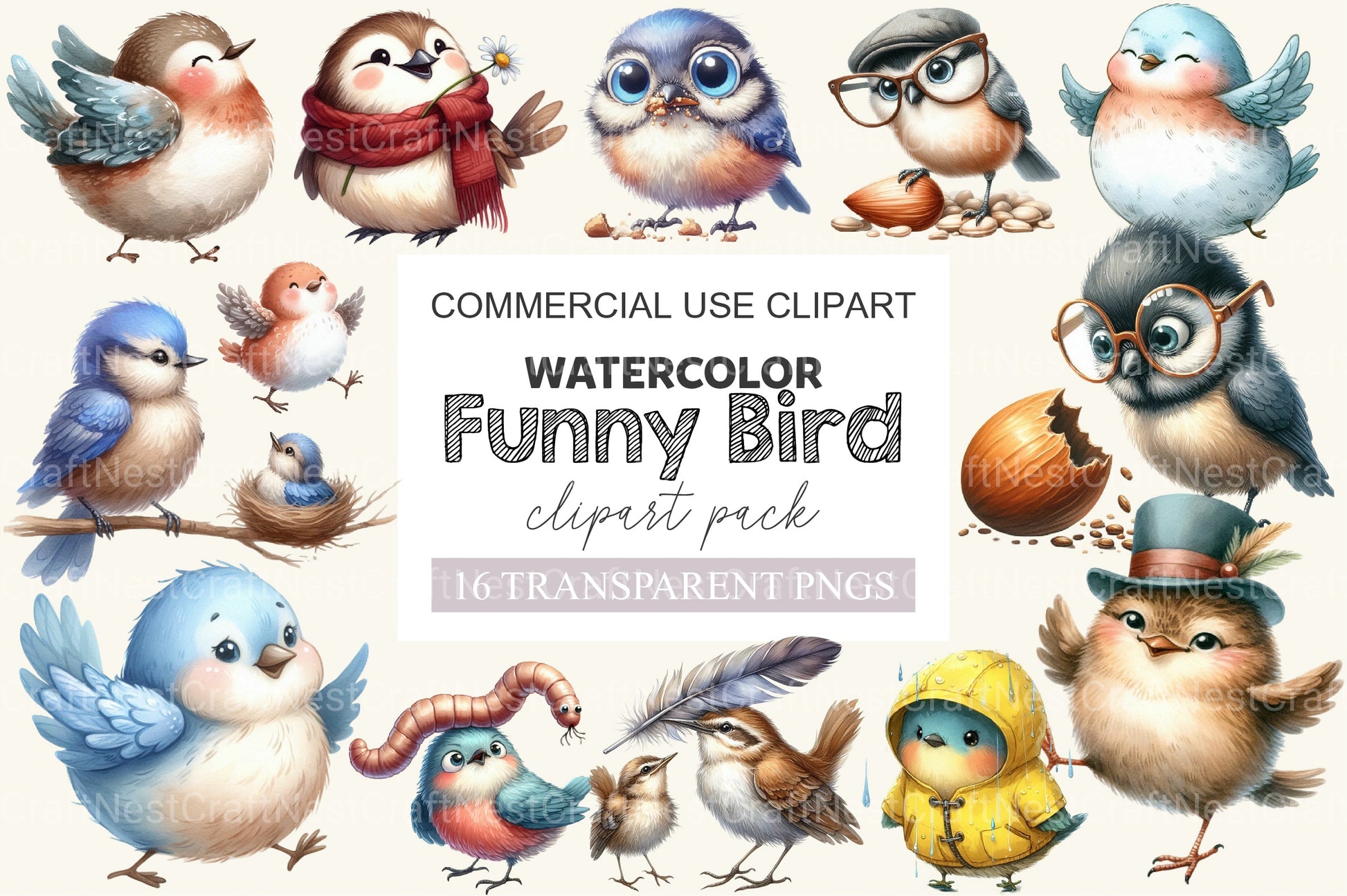 Funny Bird Clipart Bundle 6 - CraftNest - Digital Crafting and Art