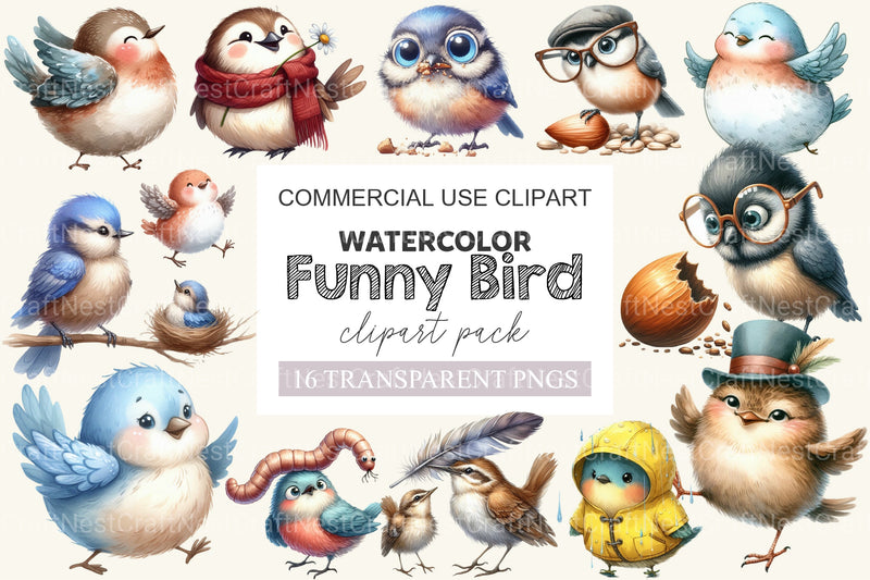Funny Bird Clipart Bundle 6 - CraftNest - Digital Crafting and Art
