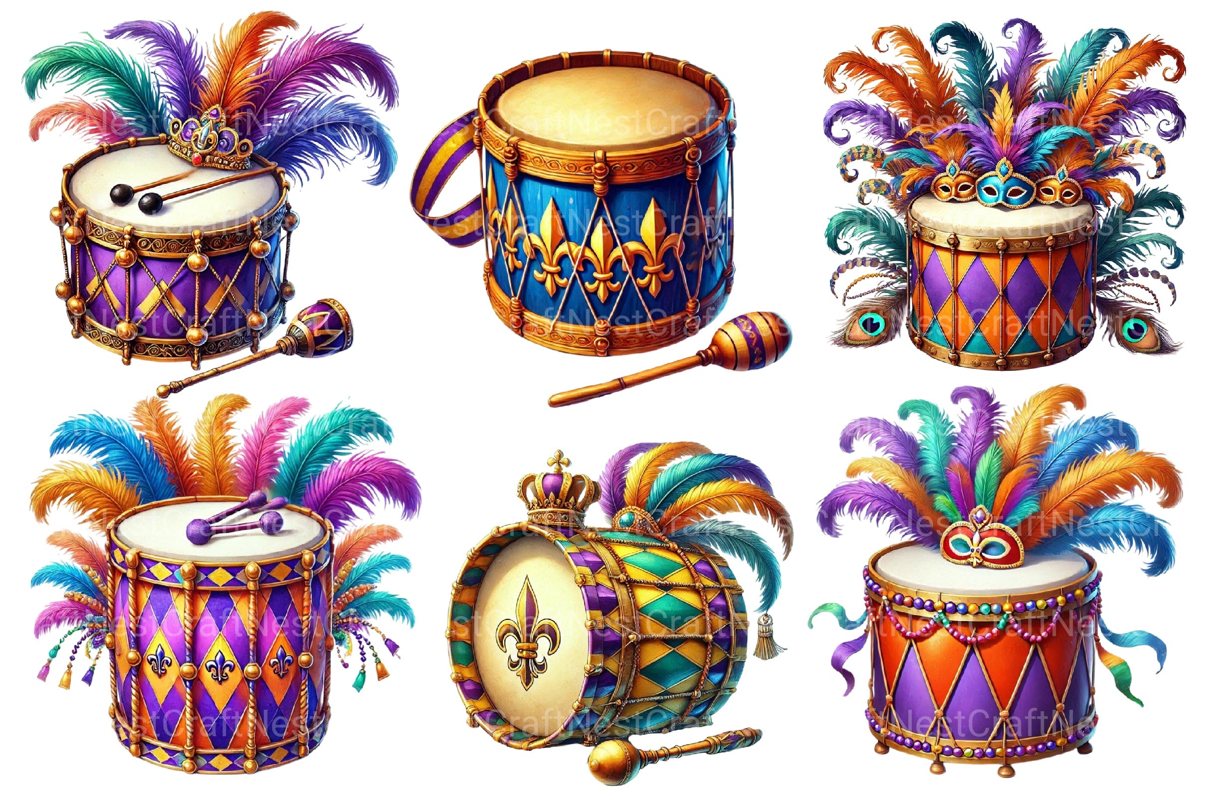 Mardi Gras Drum Clipart Bundle 2 - CraftNest - Digital Crafting and Art