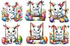 Cute Easter Bunny Swing Clipart Bundle - CraftNest - Digital Crafting and Art