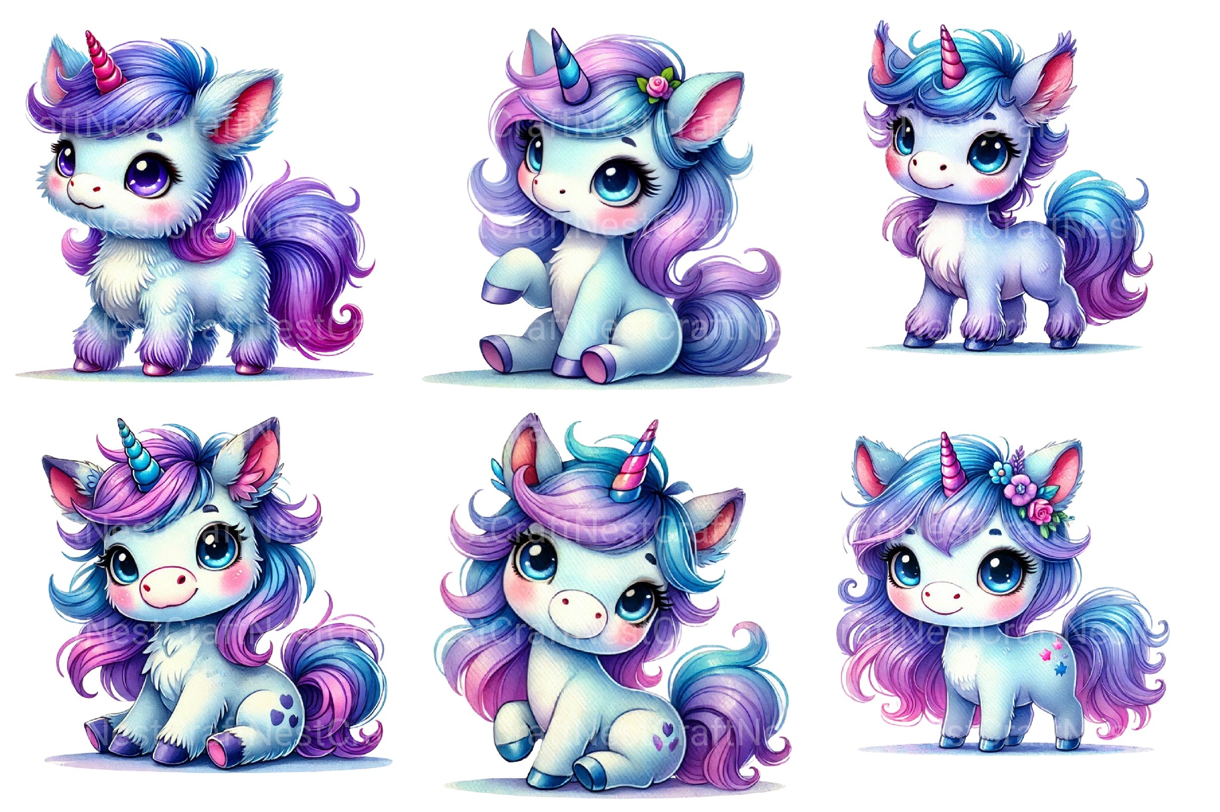 Unicorn Cute Unicorns Clipart Bundle 2 - CraftNest - Digital Crafting and Art