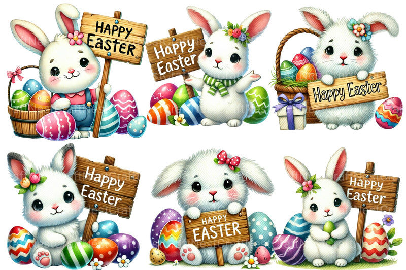 Cute Easter Bunny Clipart Bundle 4 - CraftNest - Digital Crafting and Art