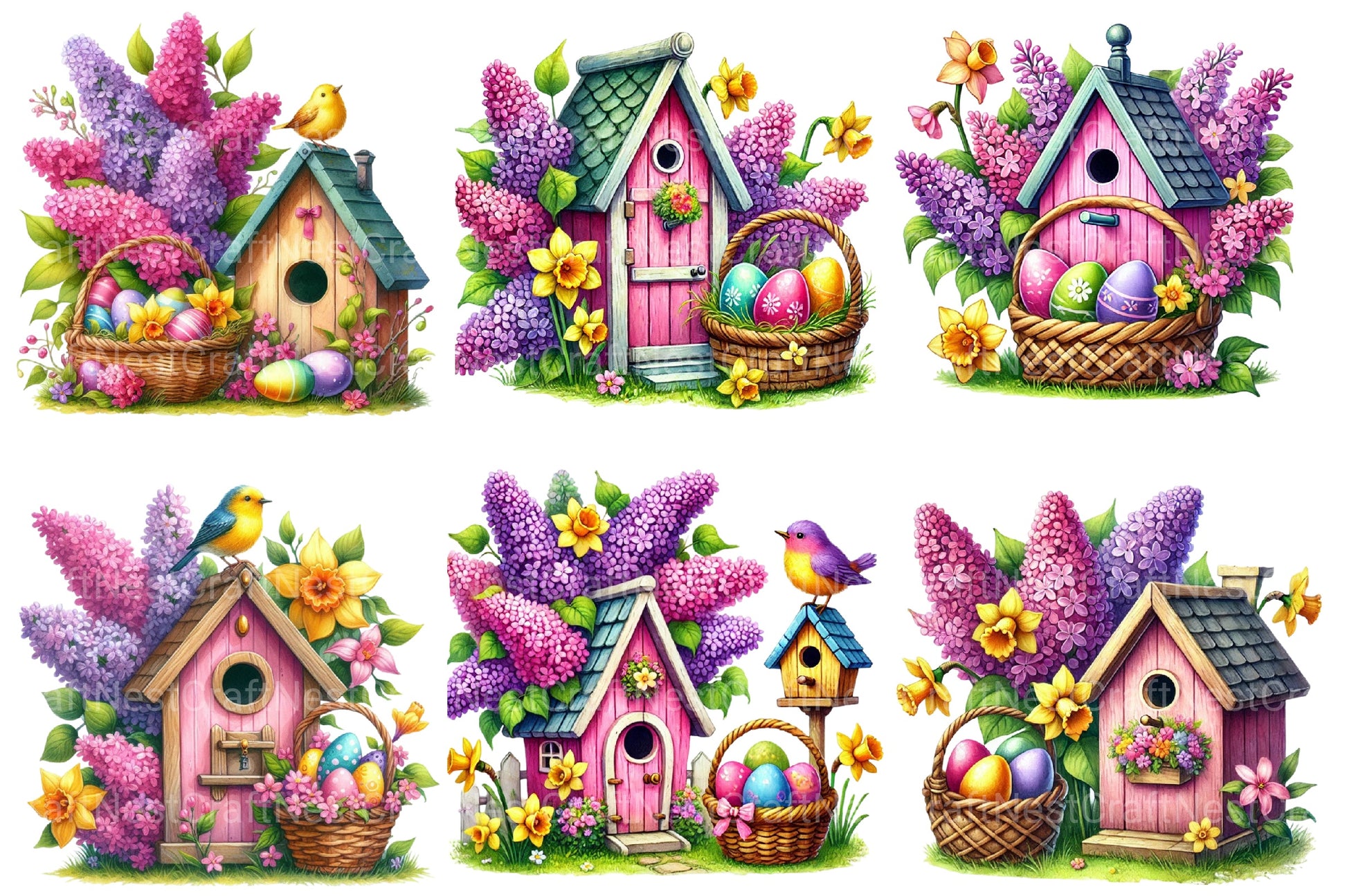 Easter Bird House Clipart Bundle 2 - CraftNest - Digital Crafting and Art