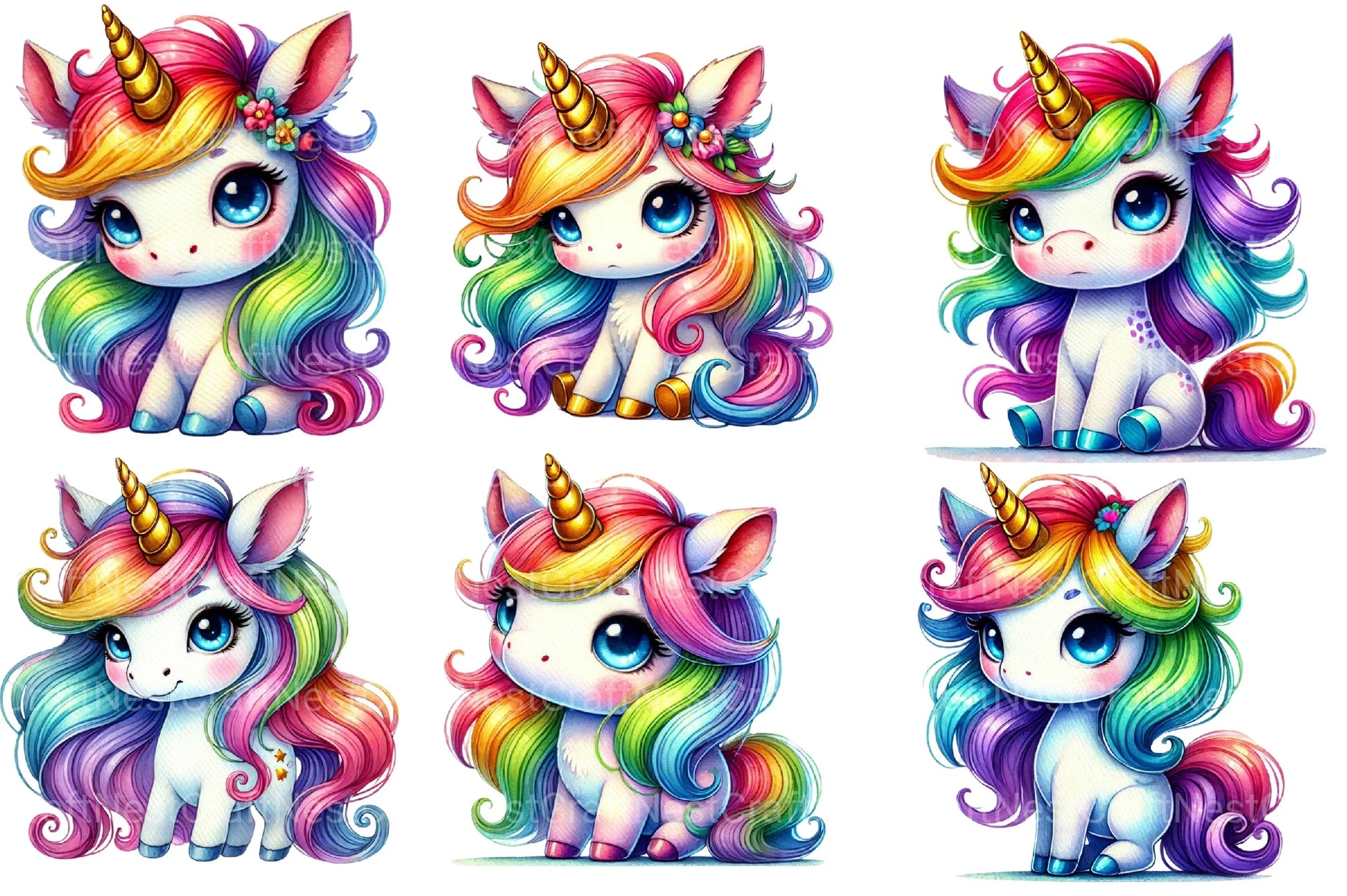 Cute Unicorn Clipart Bundle 8 - CraftNest - Digital Crafting and Art