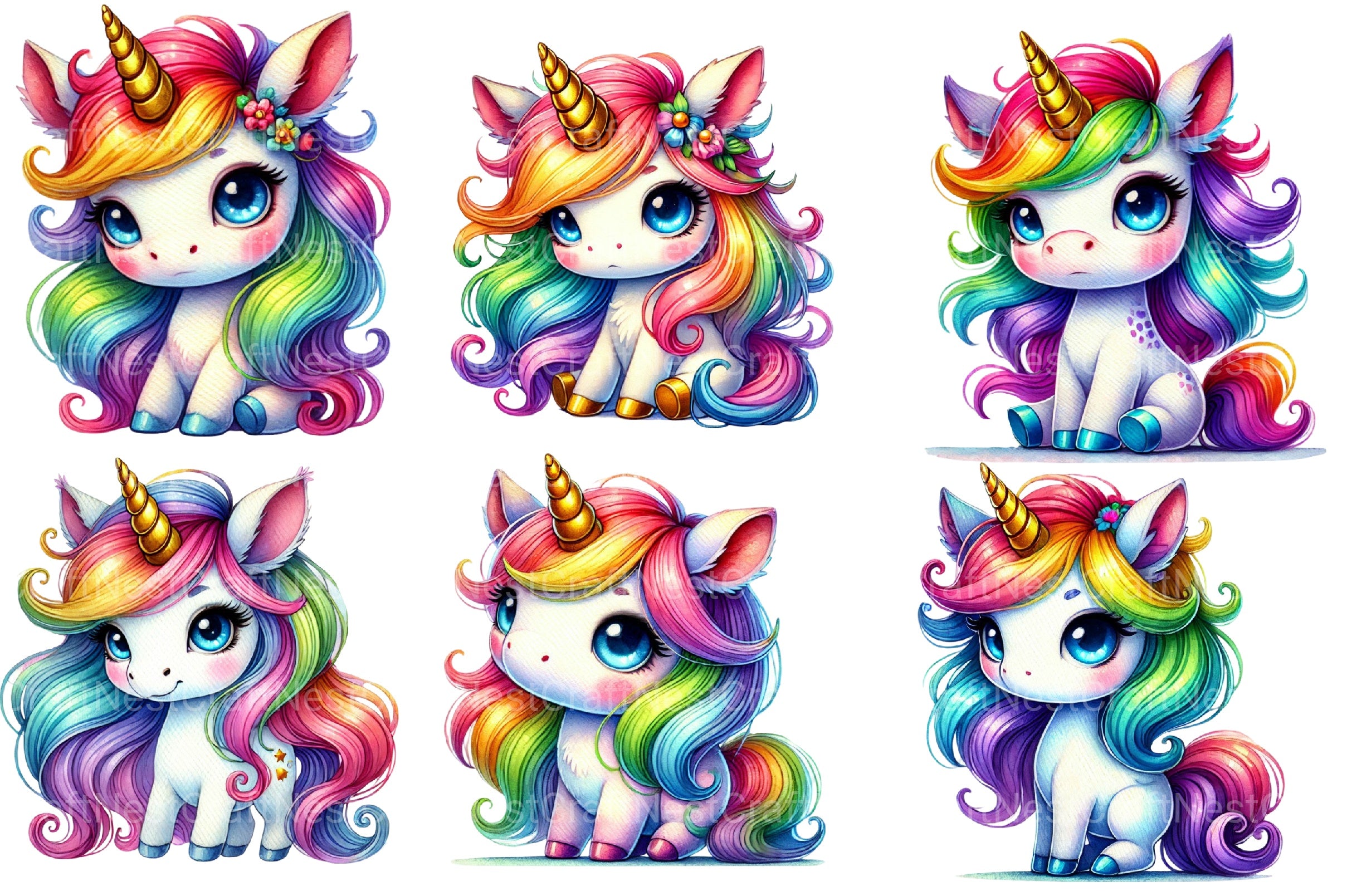 Cute Unicorn Clipart Bundle 8 - CraftNest - Digital Crafting and Art